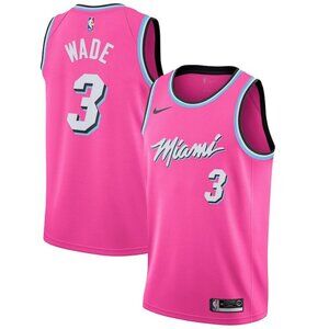 Mens 3 Dwyane Wade Stitched Earned Edition Pink Jersey